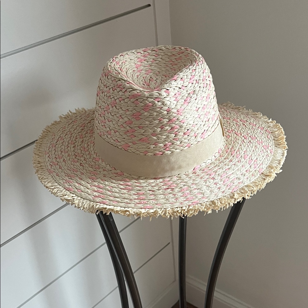American Exchange Straw Hat with Pink Highlights